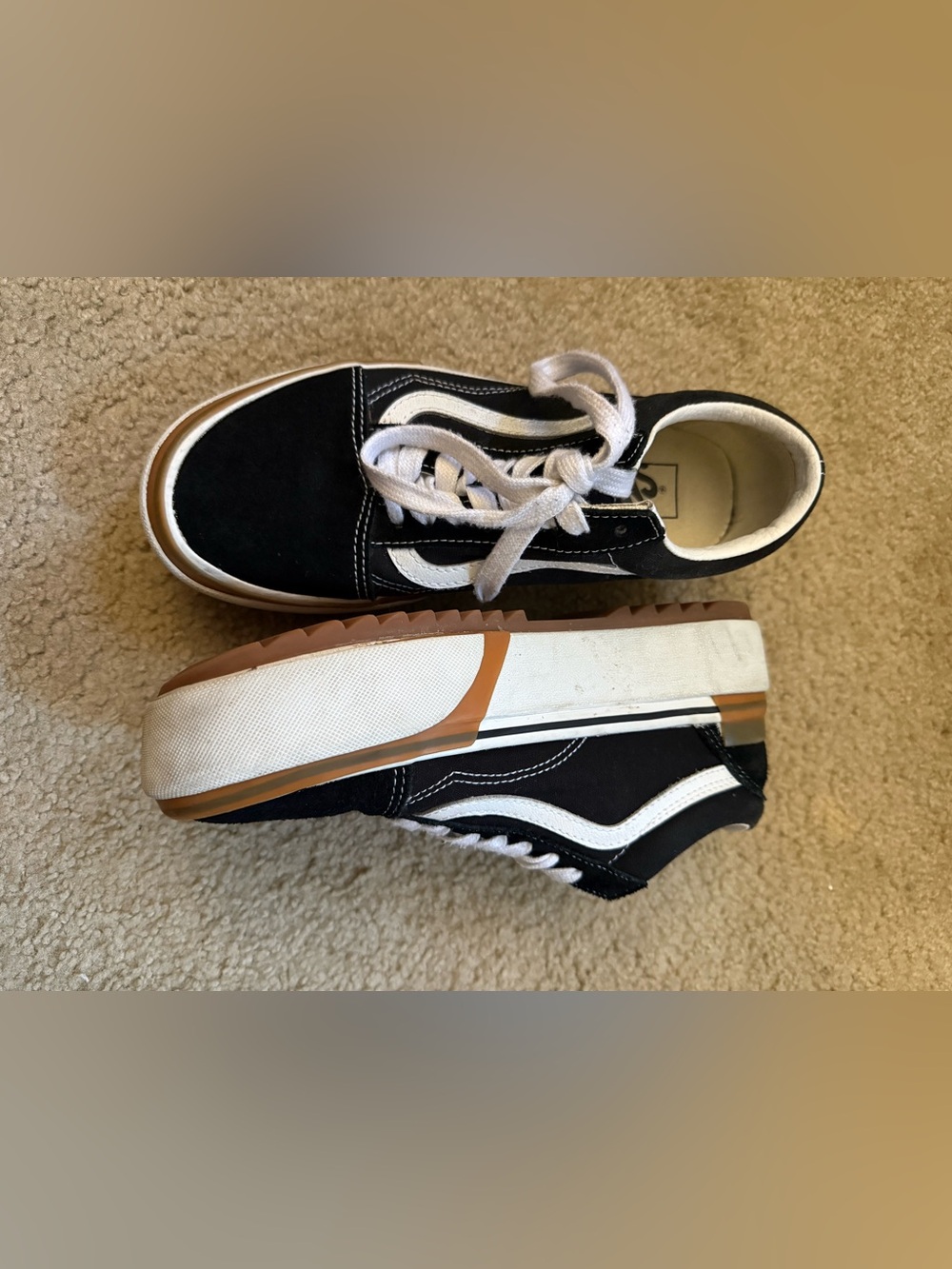 Vans Lugged Stacked Old Skool Sneakers size 8 Black Lace Up Platforms